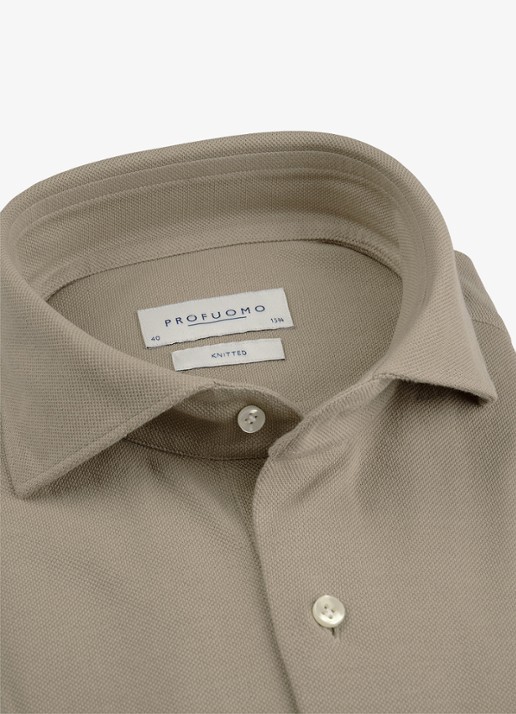 Profuomo Slim fit knitted shirt overhemd - detail 2 beige
