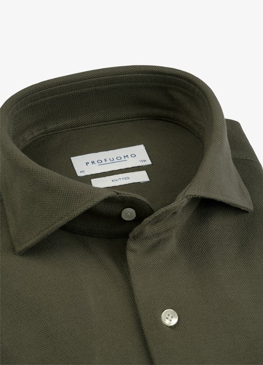 Profuomo Slim fit knitted shirt overhemd - detail 2 groen