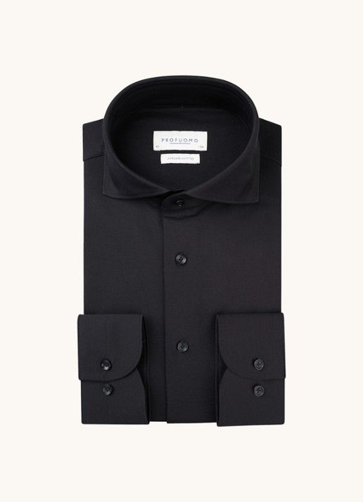 Profuomo Slim fit overhemd in katoenblend - voorkant 2 zwart