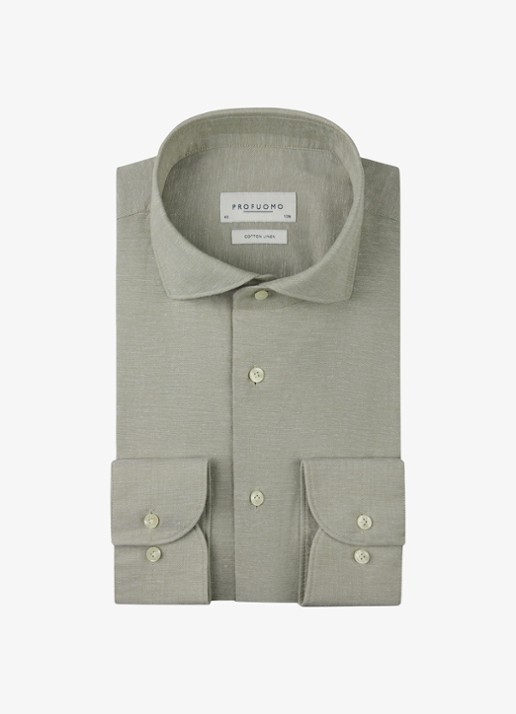 Profuomo Slim fit overhemd in linnenblend