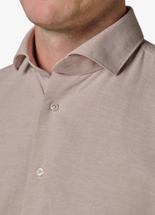 Profuomo Slim fit overhemd in linnenblend - detail 5 roze