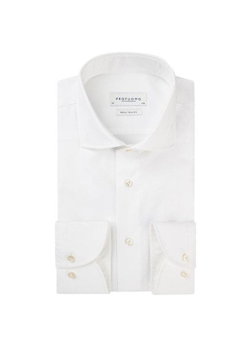 Profuomo Slim fit overhemd met cutaway kraag - voorkant 2 wit