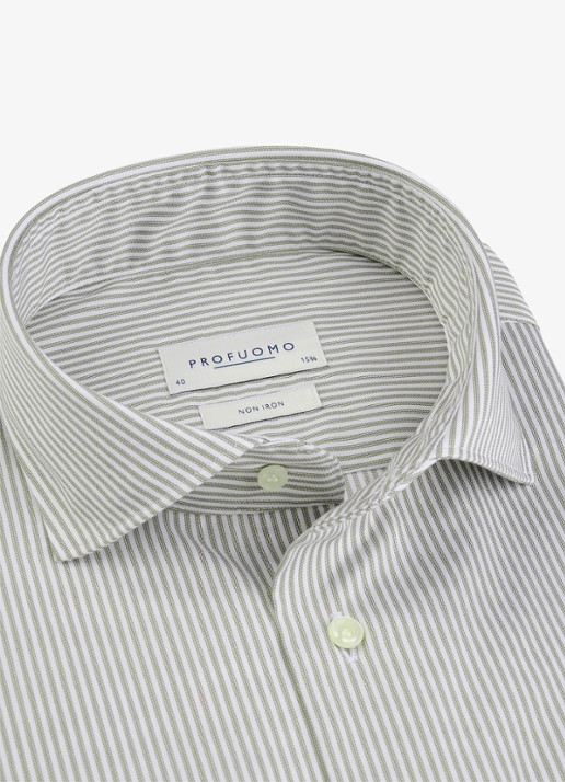 Profuomo Slim fit overhemd met streepprint - detail grijs