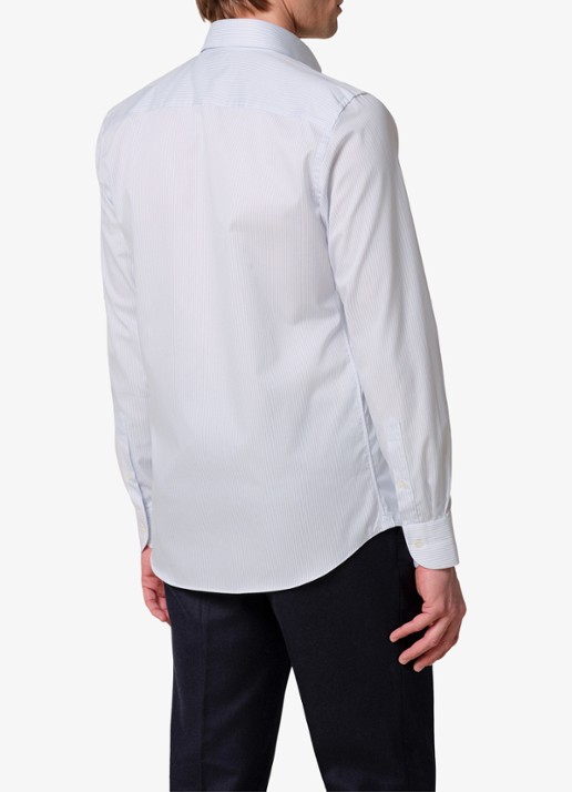 Profuomo Slim fit overhemd met streepprint - achterkant 3 lichtblauw