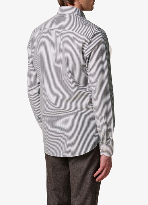 Profuomo Slim fit overhemd met streepprint - achterkant 3 bruin