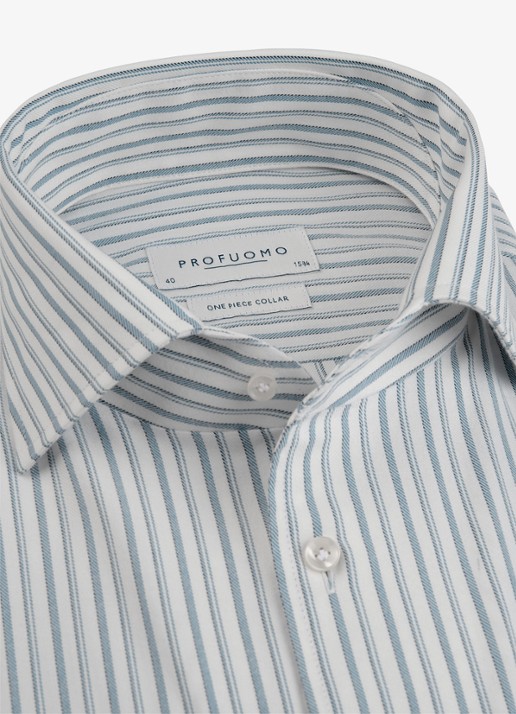 Profuomo Slim fit overhemd met streepprint - detail 2 blauw