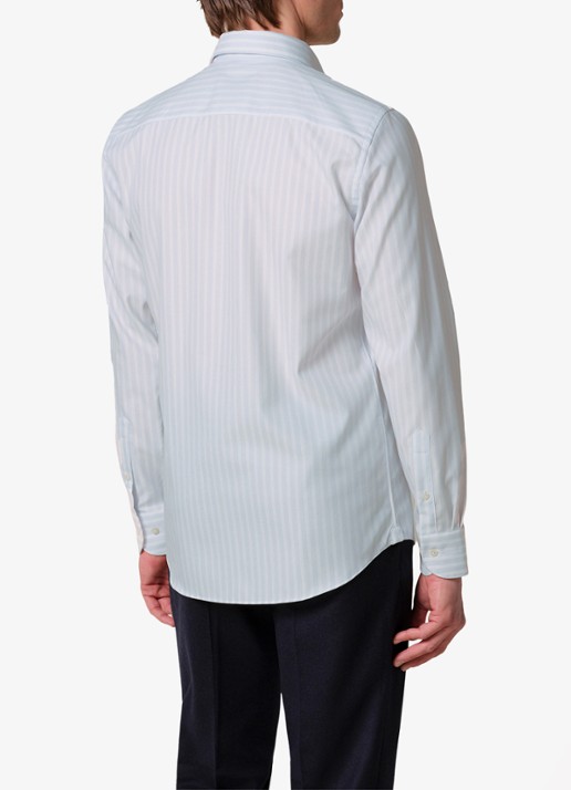 Profuomo Slim fit overhemd met streepprint - achterkant lichtblauw
