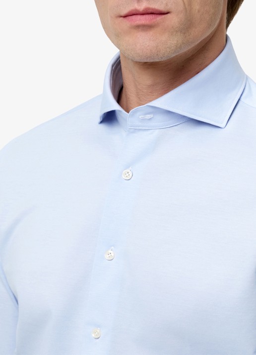 Profuomo Slim fit overhemd met stretch - detail 5 lichtblauw