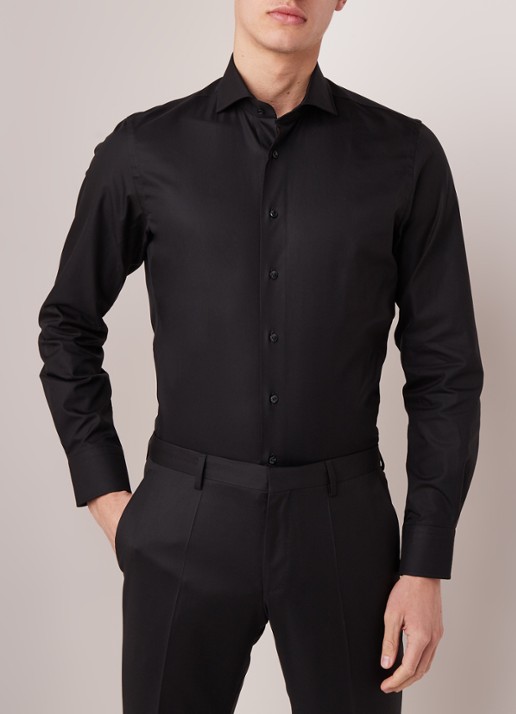 Profuomo Slim fit overhemd met wide spread-kraag - detail 4 zwart