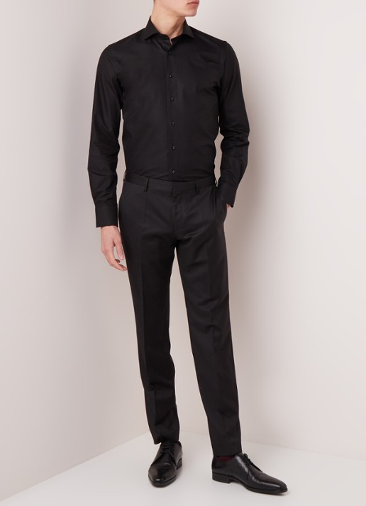 Profuomo Slim fit overhemd met wide spread-kraag - voorkant 3 zwart