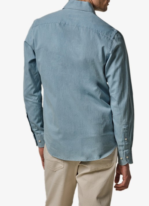 Profuomo Slim fit overhemd van denim - achterkant 4 blauw