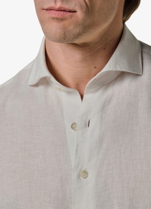 Profuomo Slim fit overhemd van linnen - detail 4 wit