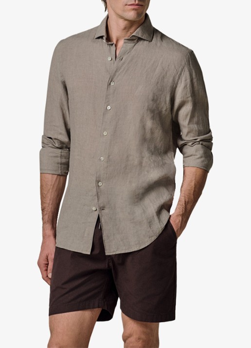 Profuomo Slim fit overhemd van linnen
