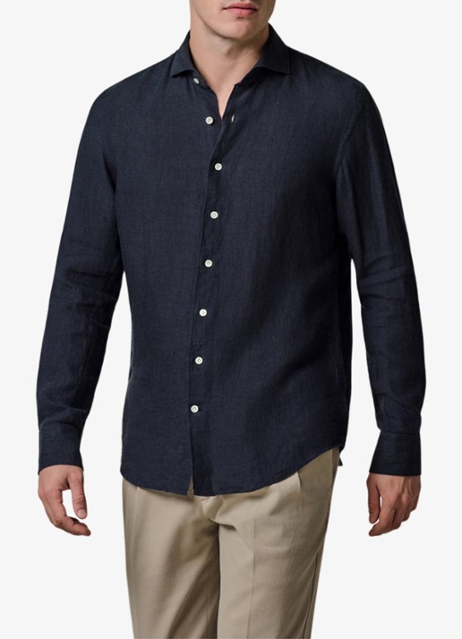 Profuomo Slim fit overhemd van linnen