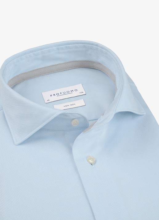 Profuomo Slim fit overhemd - detail lichtblauw