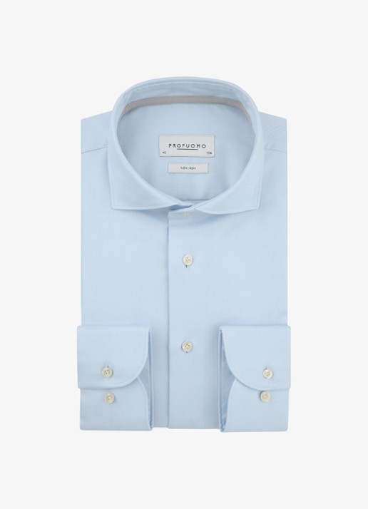 Profuomo Slim fit overhemd - voorkant 2 lichtblauw
