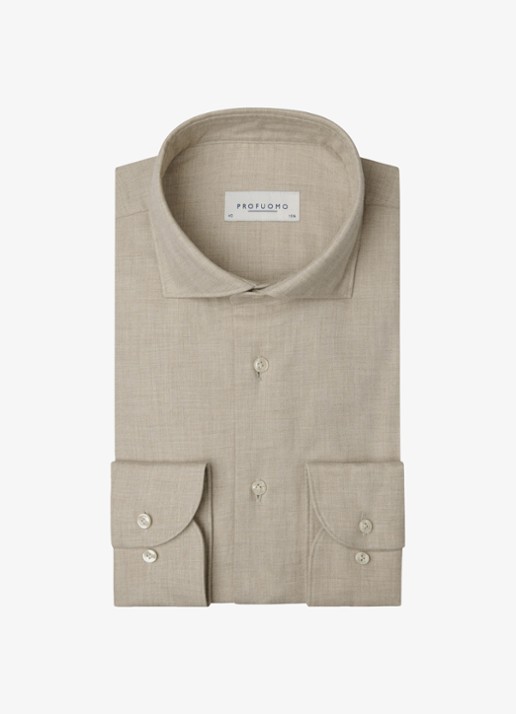 Profuomo Slim fit overhemd - voorkant beige