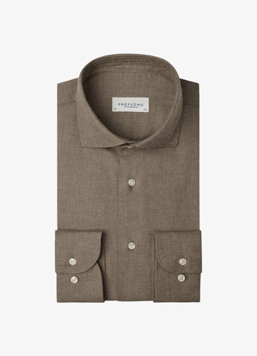Profuomo Slim fit overhemd - voorkant 2 bruin