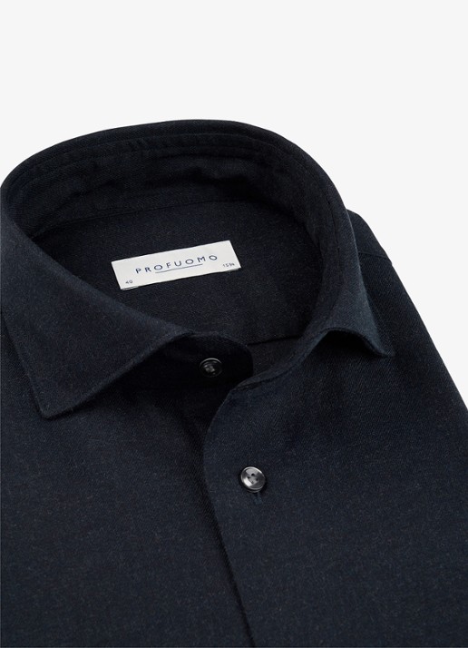 Profuomo Slim fit overhemd - detail donkerblauw