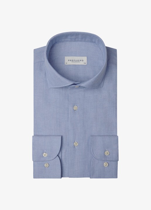 Profuomo Slim fit overhemd - voorkant 2 blauw
