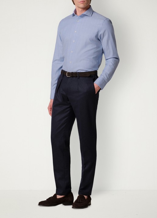 Profuomo Slim fit overhemd - voorkant 3 blauw
