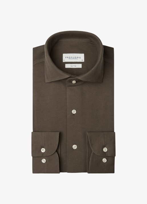 Profuomo Slim fit overhemd - voorkant 5 taupe
