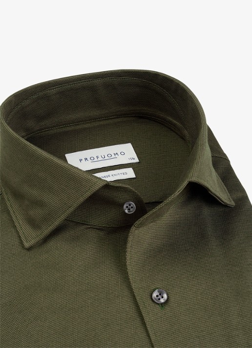 Profuomo Slim fit overhemd - detail 5 chocoladebruin
