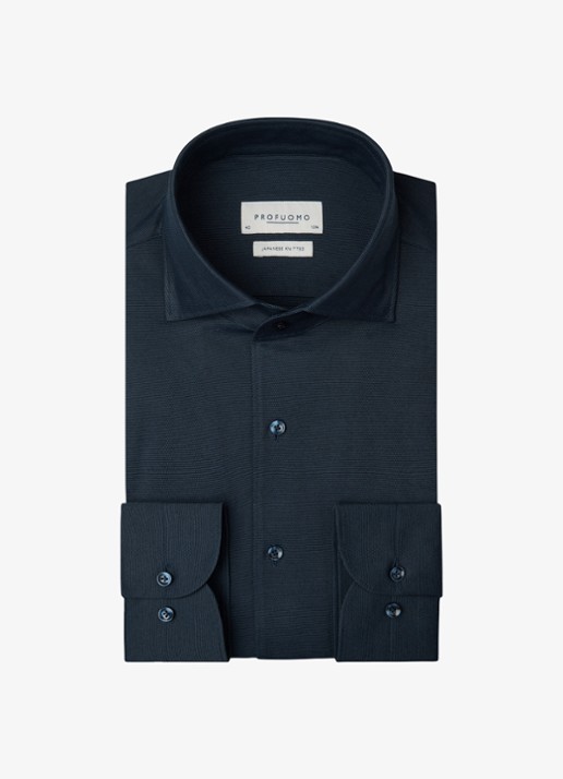 Profuomo Slim fit overhemd - voorkant 2 donkerblauw