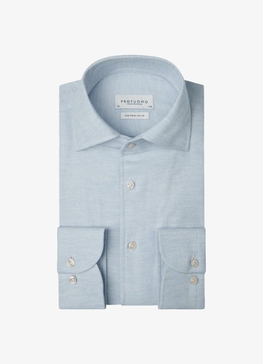 Profuomo Slim fit overhemd - voorkant 5 lichtblauw