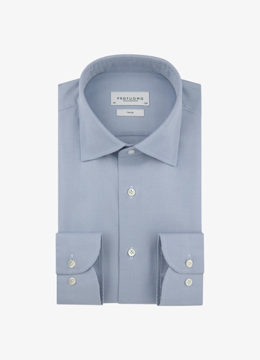 Profuomo Slim fit overhemd - voorkant 5 lichtblauw