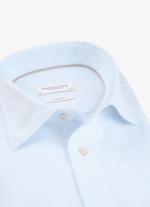 Profuomo Slim fit overhemd - detail 5 lichtblauw