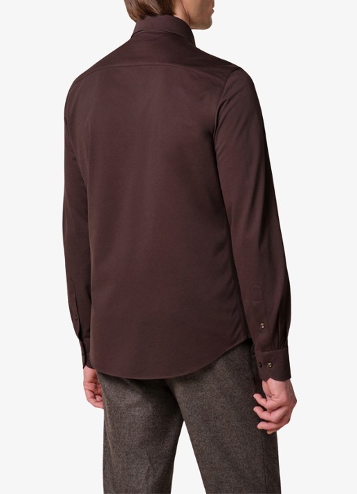 Profuomo Slim fit overhemd - achterkant donkerbruin