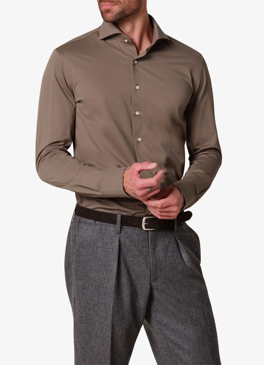 Profuomo Slim fit overhemd - detail 4 khaki