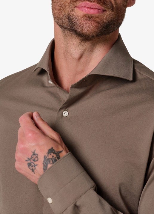 Profuomo Slim fit overhemd - detail 6 khaki