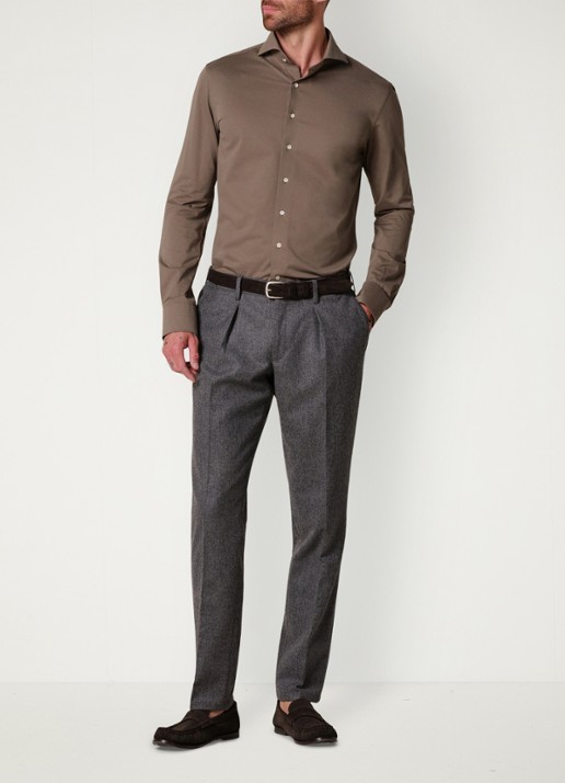 Profuomo Slim fit overhemd - voorkant 3 khaki