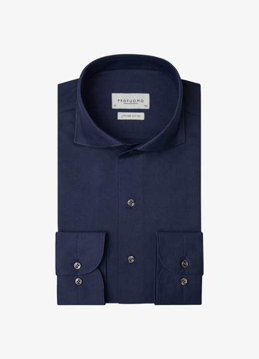 Profuomo Slim fit overhemd - voorkant 5 donkerblauw