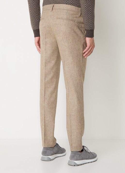 Profuomo Slim fit pantalon in wolblend met steekzakken - achterkant 9 zand