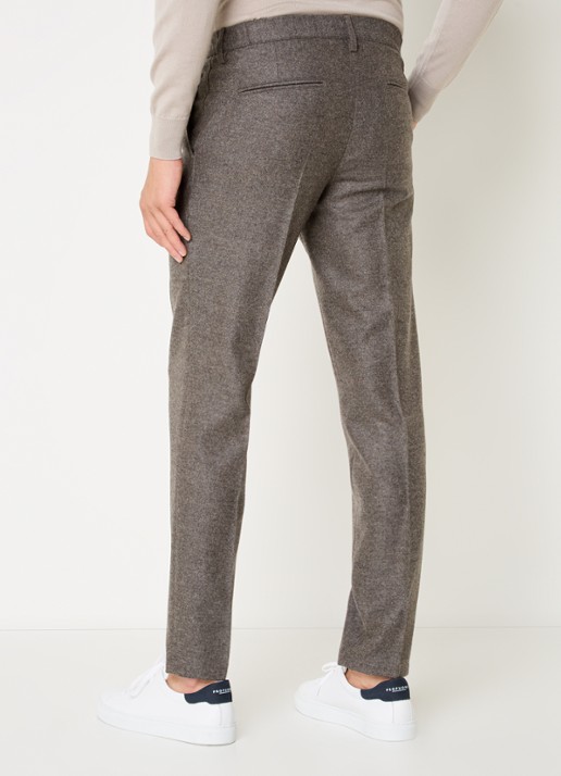 Profuomo Slim fit pantalon in wolblend met steekzakken - achterkant 9 middengrijs