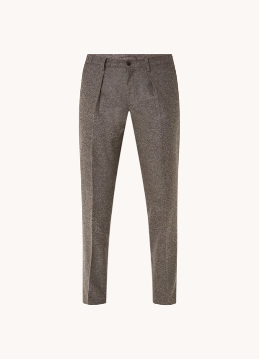 Profuomo Slim fit pantalon in wolblend met steekzakken - voorkant middengrijs