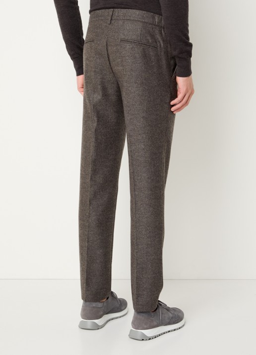 Profuomo Slim fit pantalon in wolblend met steekzakken - achterkant 10 middengrijs