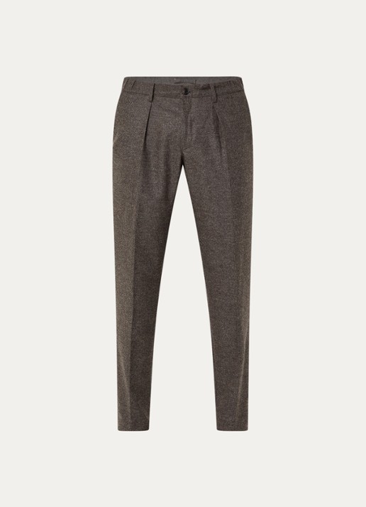 Profuomo Slim fit pantalon in wolblend met steekzakken - voorkant 3 middengrijs