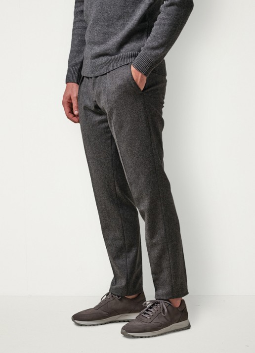 Profuomo Slim fit pantalon in wolblend met steekzakken