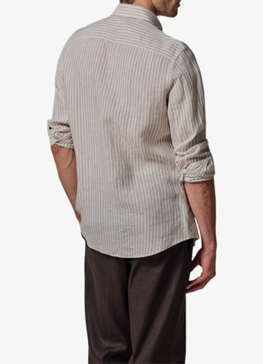 Profuomo Slim fit shirt in linnen - achterkant beige