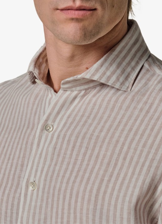 Profuomo Slim fit shirt in linnen - detail 5 beige
