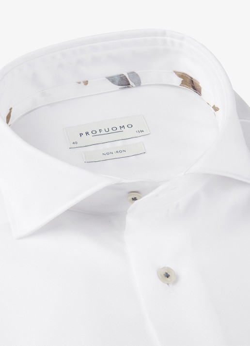 Profuomo Slim fit shirt met cutaway kraag - detail 5 wit