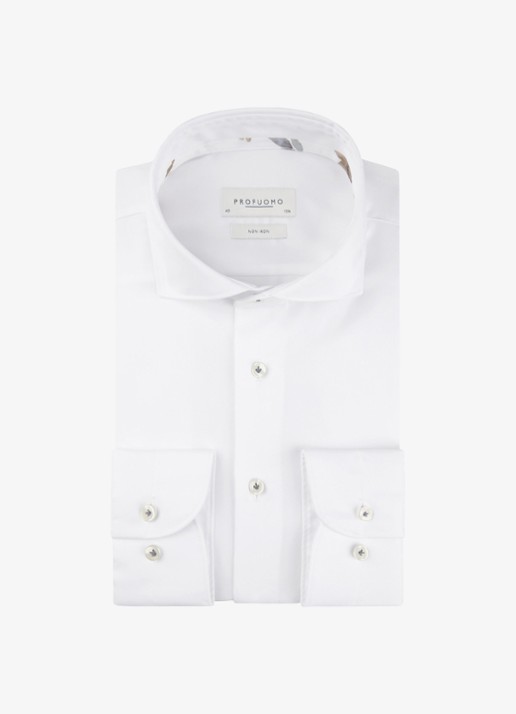 Profuomo Slim fit shirt met cutaway kraag - voorkant wit