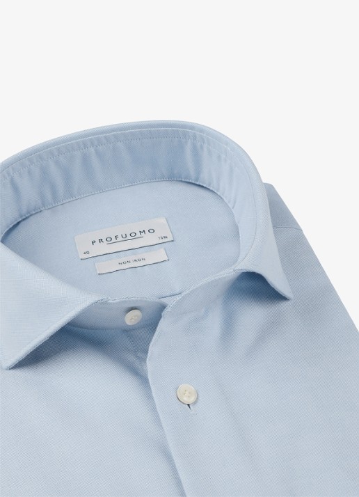 Profuomo Slim fit strijkvrij shirt met cutaway kraag - detail 2 blauw