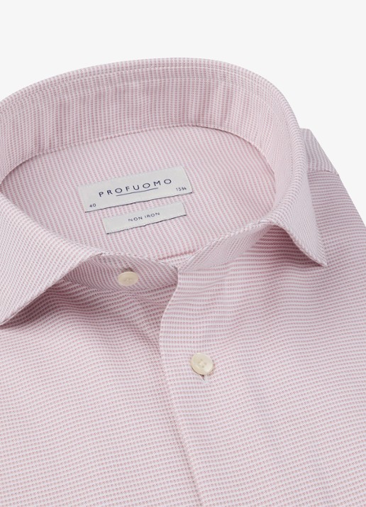 Profuomo Slim fit strijkvrij shirt met cutaway kraag - detail 6 roze
