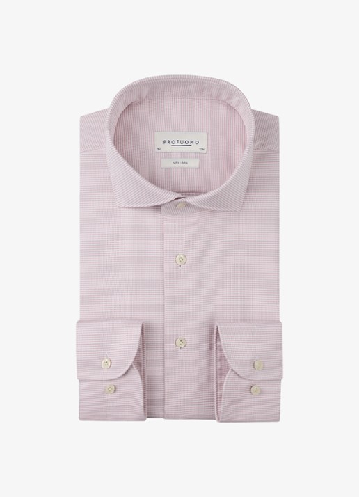 Profuomo Slim fit strijkvrij shirt met cutaway kraag - voorkant 2 roze