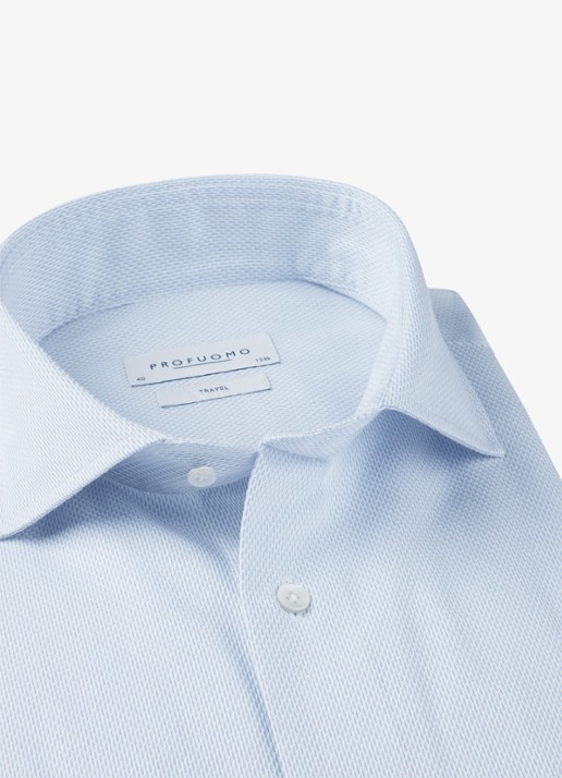 Profuomo Slim fit strijkvrij shirt met cutaway kraag - detail 2 blauw